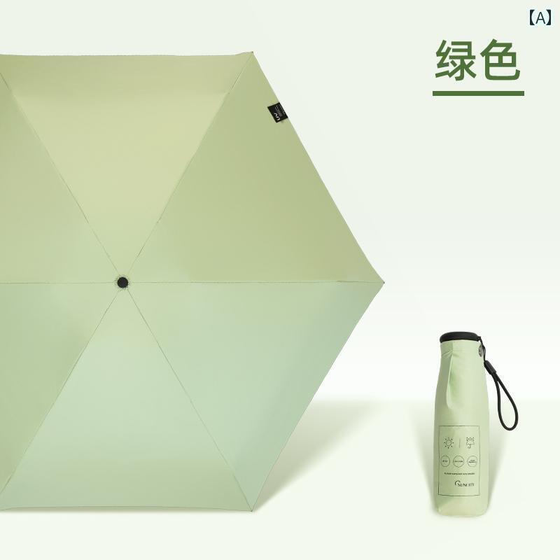 折り畳み式　傘 サンシティ サム 日焼け防止 UV カット サン アンブレラ カプセル 軽量 日傘 小型 ポータブル ミニ 5つ 折り 傘