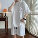 バスケットボール ウェア メンズ メンズ 夏 ファッション ゆったり 冷感 クール 半袖 クマ Tシャツ バスケットボール ユニフォーム セット ワッフル スポ...