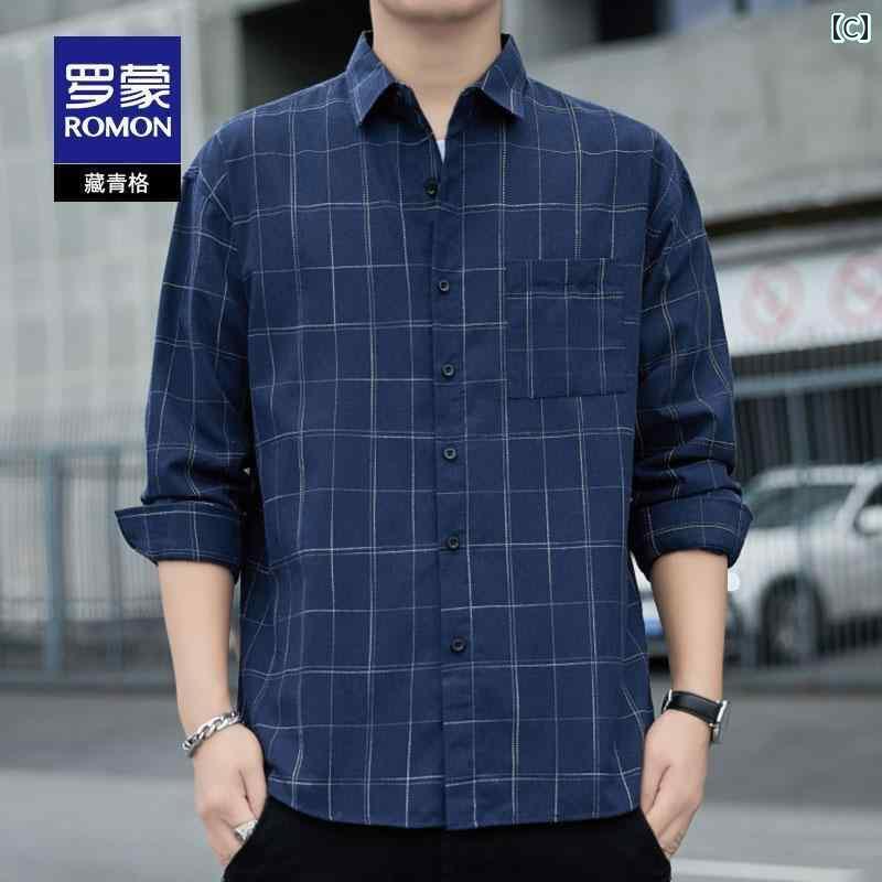 シンプル メンズ Yシャツ ロモン メンズ チェック シャツ 2025 春 ビジネス プロお 手入れ 簡単 長袖 ワークシャツ