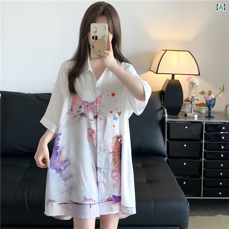 パンツドレス レディース シャツ ワンピース パジャマ レディース 夏 半袖 太め MM ゆったり お腹 カバー ホーム 服 ミディアム 丈 冷感 ナイトドレス