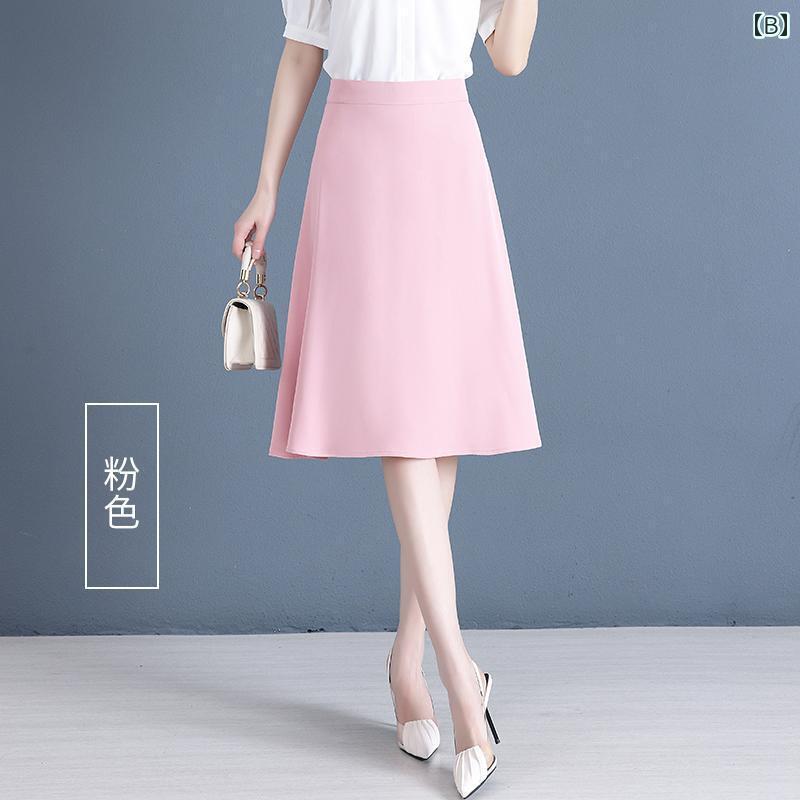 パンツドレス レディース スーツ スカート レディース 2025夏 ハイウエスト ミディアム 丈 aライン アンブレラ 薄手 ワン ステップ プリーツスカート