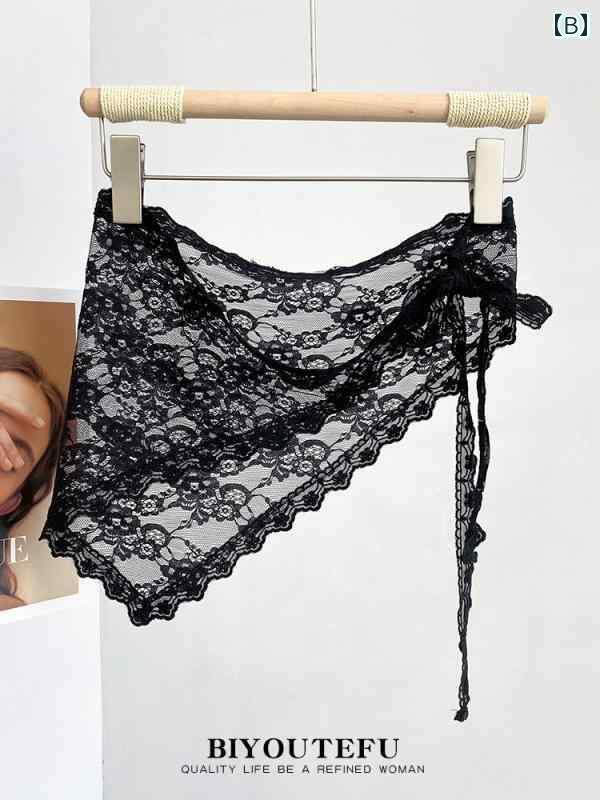 パンツドレス レディース 三角形の バット カーテン レディース 2025 春と 夏 レイ ヤード レース スカート ジャカード メッシュ ウエスト スカーフ アウトドア エプロン カバー パンツ 付き