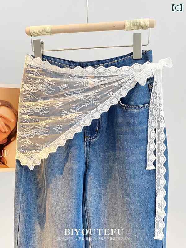 パンツドレス レディース 三角形の バット カーテン レディース 2025 春と 夏 レイ ヤード レース スカート ジャカード メッシュ ウエスト スカーフ アウトドア エプロン カバー パンツ 付き