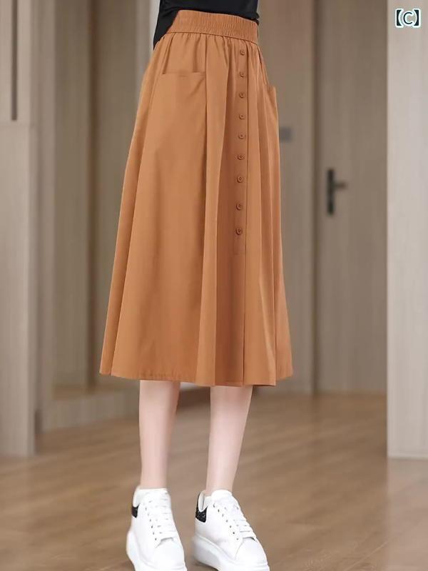 パンツドレス レディース 冷感 スカート レディース 2025夏 ハイウエスト スリム aライン ドレープ 薄手 カジュアル アンブレラ