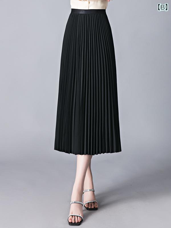 パンツドレス レディース Shengyuzhu レディース プリーツスカート 2025 夏 伸縮性 ウエスト ミドル 丈 スカート 万能