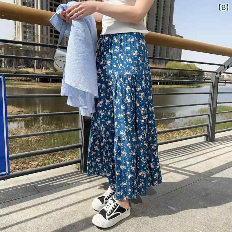 パンツドレス レディース 2025年 コットン 花柄 スカート レディース 夏 ハイウエスト ミディアム ロング スリム aライン ビッグ スイング ビーチ