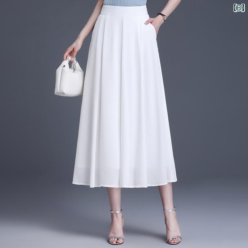 パンツドレス レディース スカート レディース 2025夏 ハイウエスト スリム ヒップ カバー aライン マルベリー ミディアム 丈 スイング