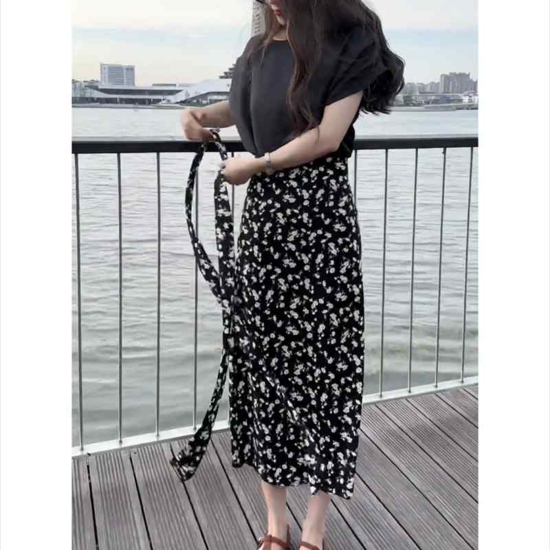 パンツドレス レディース 春夏の シンプル 通勤 ワンピース レースアップ 花柄 スカート ミドル 丈 母 痩せ スタイル お腹 周りを カバー