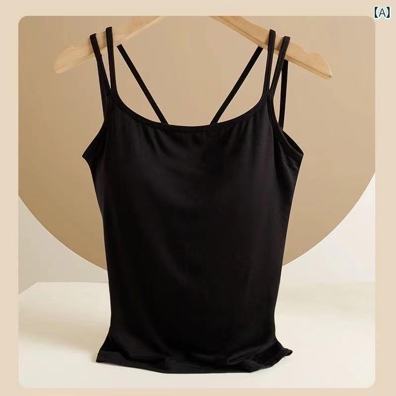 インナー モダール 胸 パッド 一 体型 キャミソール ベスト レディース 春夏 大きいサイズ アウター インナー ボトムス 下着 トップス