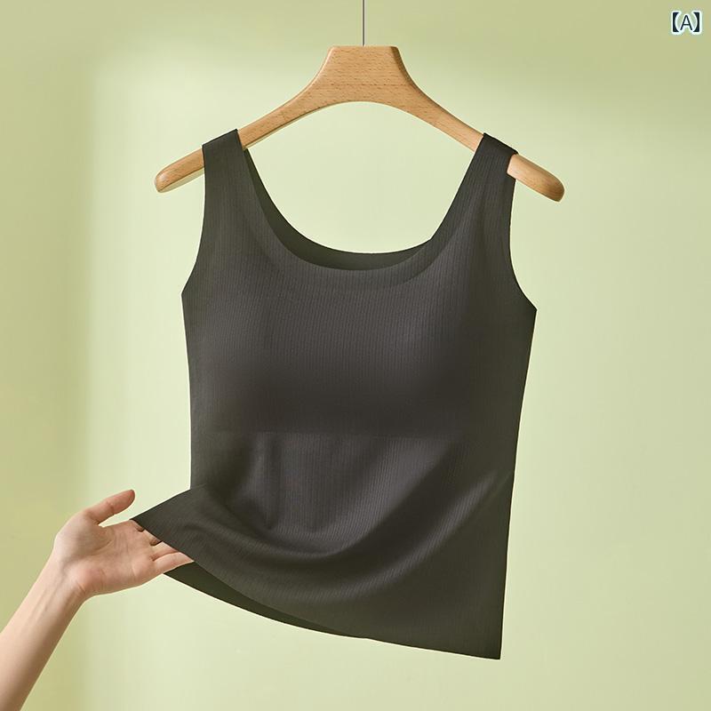 インナー 冷感 シームレス 胸 パッド キャミソール ベスト レディース ブラ ワンピース レイヤリング ..