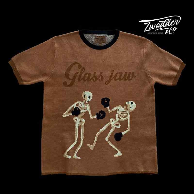 カッコイイ Tシャツ ZWODDER アメリカン ボクシング ニット ジャカード 半袖 夏 レトロ オール ドアミ ..