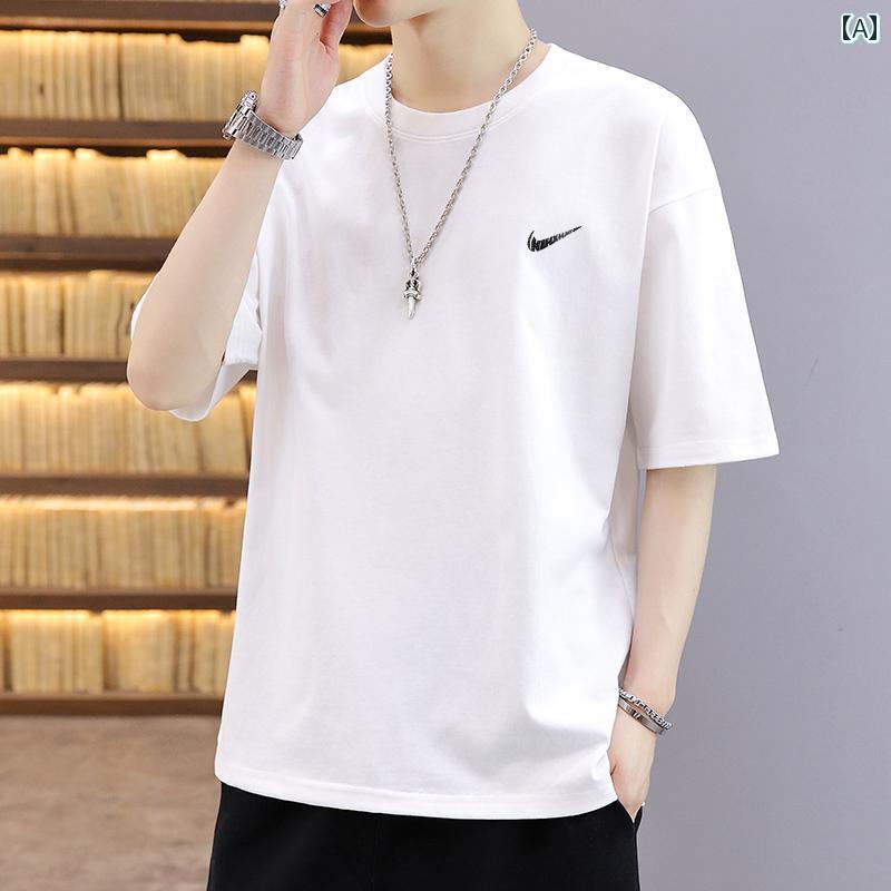 メンズ おしゃれ スウェット セット ウイグル 綿 半袖 Tシャツ メンズ ラウンドネック 夏 2025 新型 学..