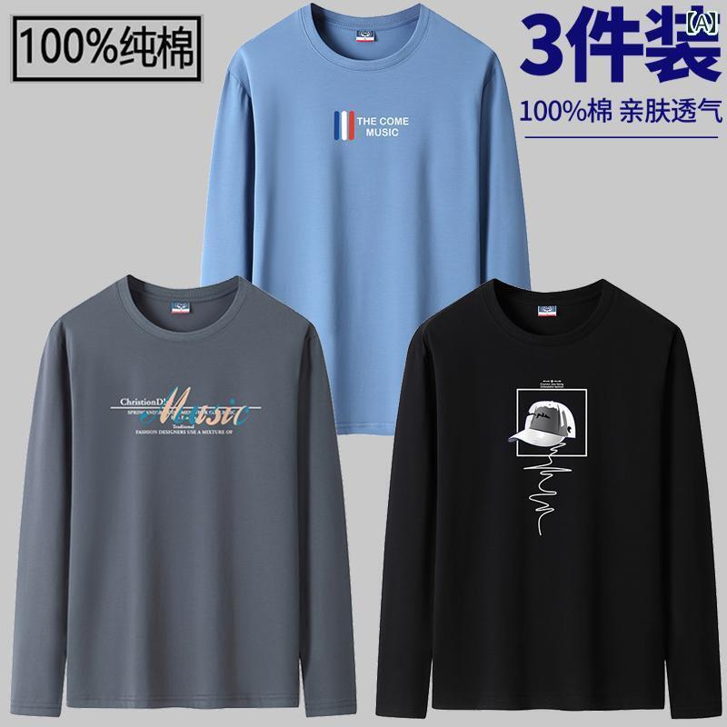 メンズ おしゃれ スウェット セット 秋冬 メンズ 長袖 Tシャツ ラウンドネック コットン 薄手 トップ メンズシャツ T