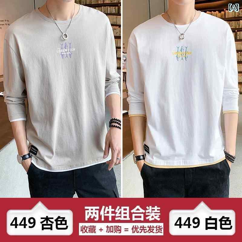 メンズ おしゃれ スウェット セット メンズ Tシャツ 長袖 夏 綿 ゆったり 大きいサイズレイヤリング シ..