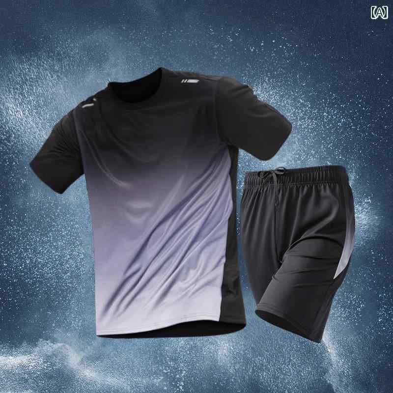 メンズ おしゃれ スウェット セット スポーツ スーツ メンズ フィットネスウェア 速乾 夏用 冷感 半袖 ..