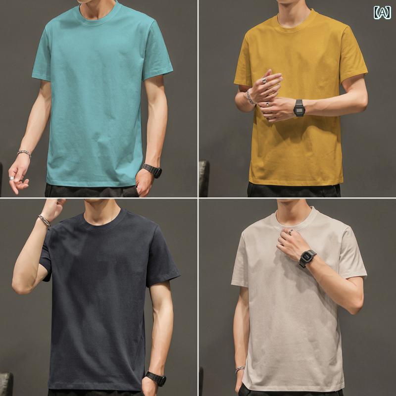 メンズ おしゃれ スウェット セット 4枚 セット】 メンズ コットン 半袖 Tシャツ 無地 トップス 夏 レ..