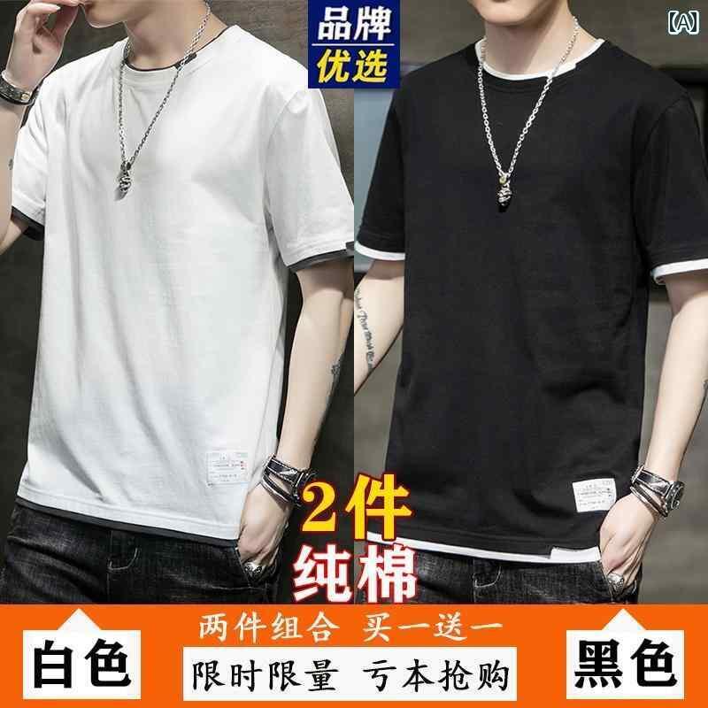 メンズ おしゃれ スウェット セット 推奨の 半袖 メンズ 100 % コットン 夏 通気性 スポーツ カジュア..