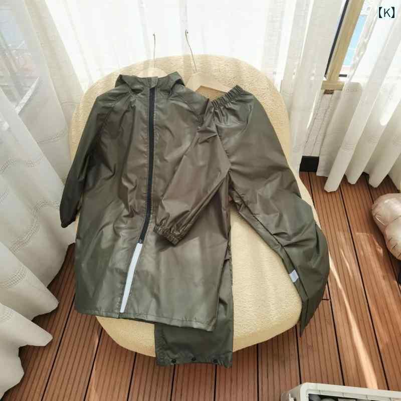 メンズ レインコート 子供用 レインコートと レインパンツの ツーピース スーツ 分割 無地 オール シーズン 小学生 中学生 大人 子供 ランドセル スペース...