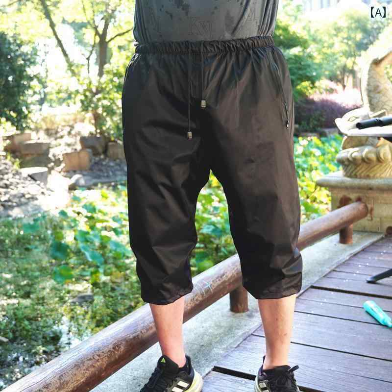 メンズ レインコート ショート パンツ レインパンツ 防水 男女兼用 サイクリング 二 重層 耐摩耗 スプリット 通気性 釣り テイクアウト 大人 夏用 シング...