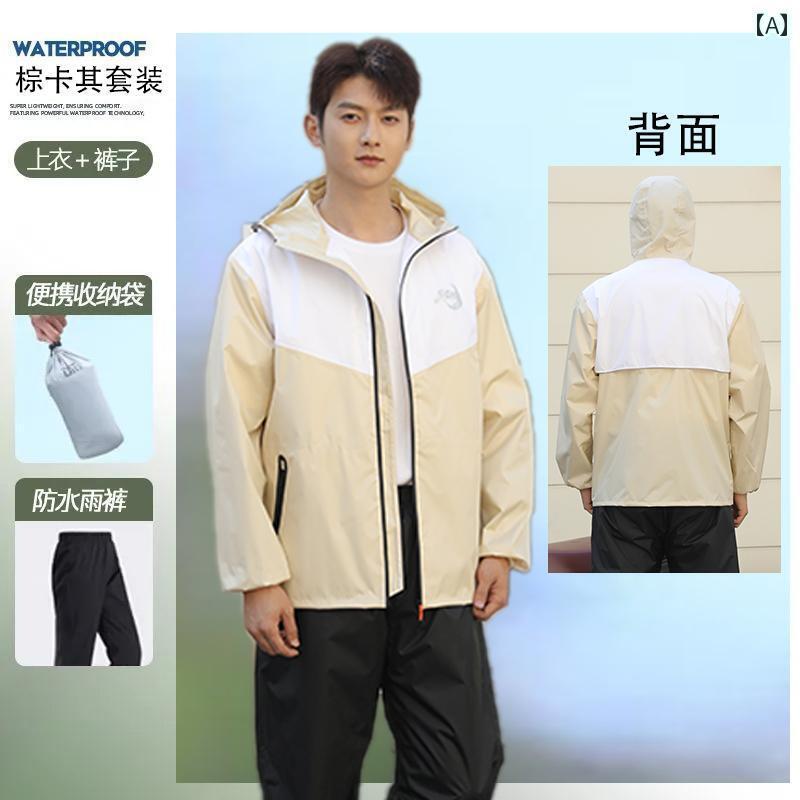 メンズ レインコート メンズ レディースの 軽い レインコートと レインパンツ スーツ 大人 スプリット アンチ レインストーム オートバイ 旅行 ライディング...