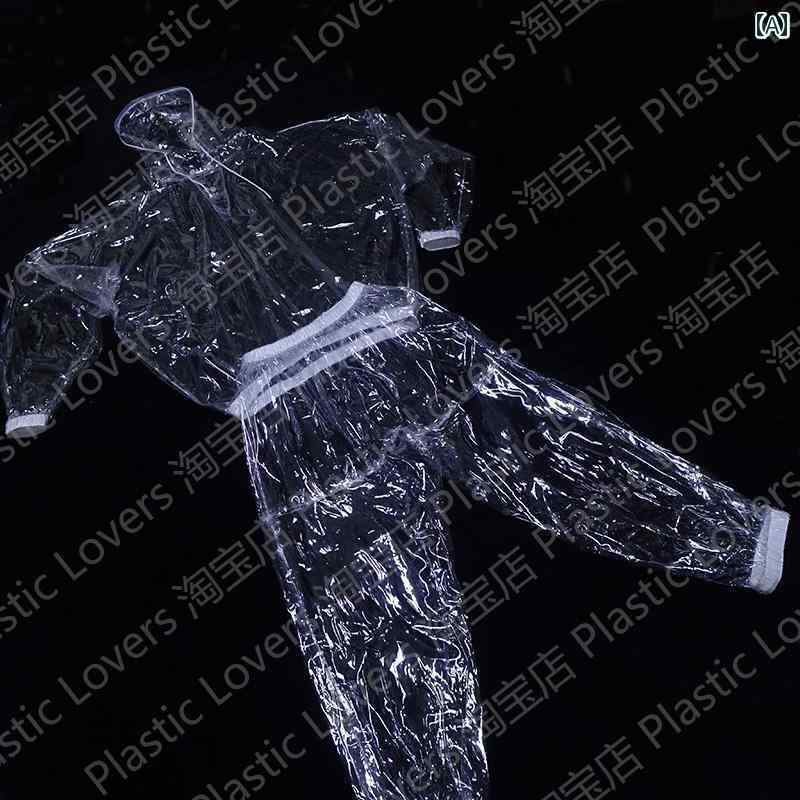 メンズ レインコート 完全に 透明な ソフトな サイレント PVC ハイキング キャンプ メンズ レディース Tシャツ カラー スーツ レインコート ABDL ...