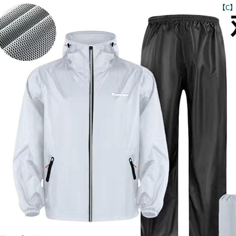 メンズ レインコート ドイツから した 薄型 レインコート スーツ 男女兼用 夏用 全身 持ち帰り用 サイクリング用 分割 式 防水 通気性 日焼け防止 服