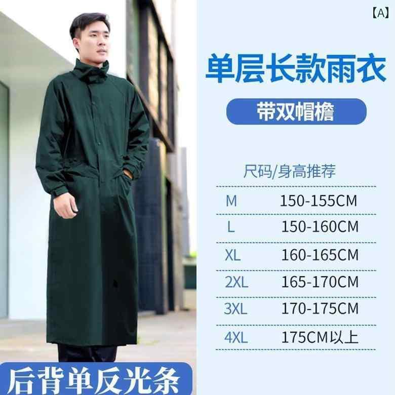 メンズ レインコート レインコート ロング 全身 防 雨 大人 男女兼用 アウトドア 労働 保護 ワンピース シングル ダブル 反射 防水