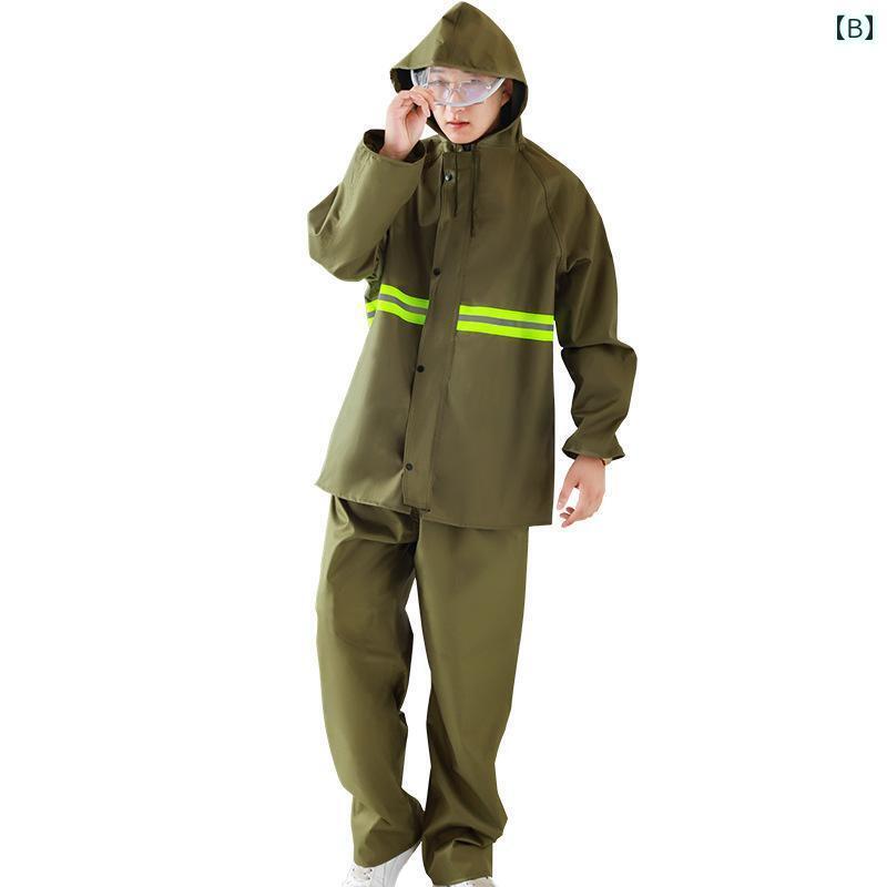 かっぱ 男性用 ミリタリー レインコート キャンバス スプリット 大人 アウトドア ライディング シングル レイヤー 厚手 反射 スーツ レインパンツ 建設 現場用