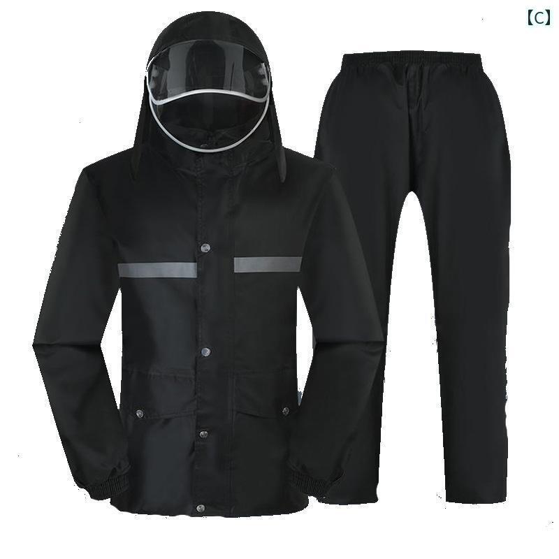 かっぱ 男性用 ミリタリー レインコート キャンバス スプリット 大人 アウトドア ライディング シングル レイヤー 厚手 反射 スーツ レインパンツ 建設 現場用