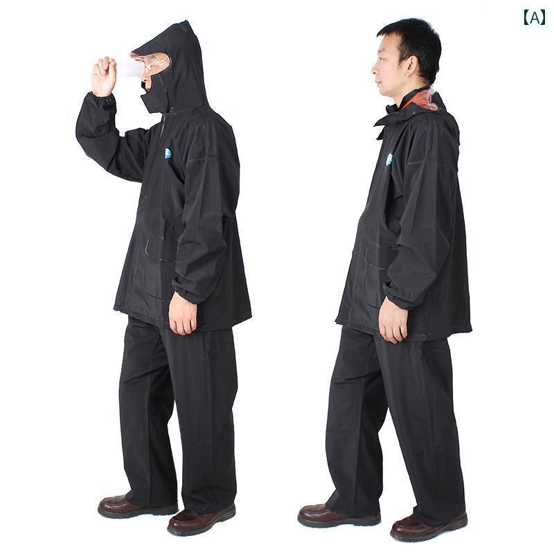 かっぱ 男性用 江 太 公 スプリット レインコートと レインパンツ スーツ 厚手 男女兼用 ダブル ライディング 防 雨 バッテリー カー バイク レインコー...