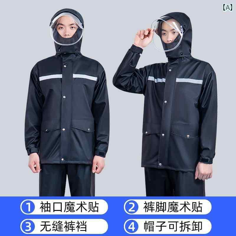 かっぱ 男性用 男性用 レインコート スーツ テイクアウト ライダー 電気 自動車 スプリット レインパンツ ロング 全身 防 雨 大人 女性