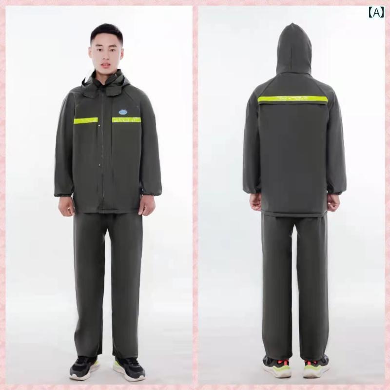 かっぱ 男性用 フルラ バー レインコートと レインパンツ スーツは メンズ レディースが 乗る 長い 全身の 厚手 持ち帰り用 オートバイ スーツ 大雨を 防...