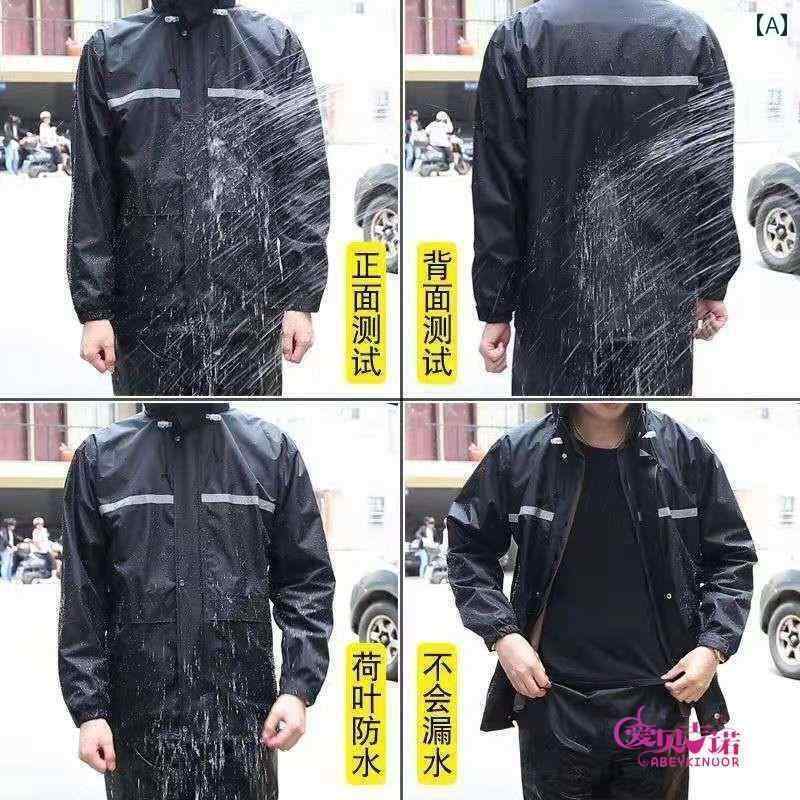 かっぱ 男性用 レインコート トップ シングル ピース ユニセックス ミドル 丈 ダブルレイヤー ライディング スプリット バイク 防水 アウトドア