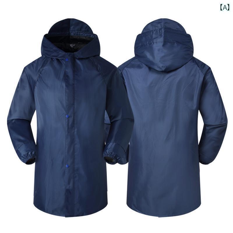 かっぱ 男性用 アウトドア用 オックスフォード 耐摩耗 トップス 男女兼用 厚手 大型 ハイキング 登山 サイクリング 袖 付き 防水 レインコート