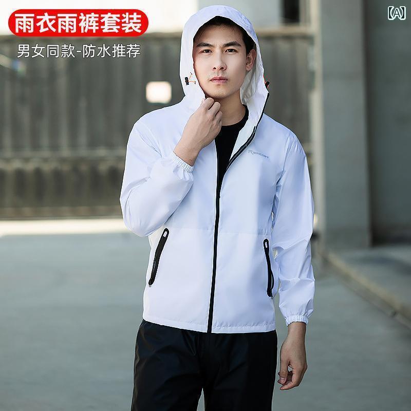 かっぱ 男性用 レインコートと レインパンツの スーツ メンズ 夏 ロング 全身 防 雨 テイクアウト サイクリング スプリット レディース 服 通気性 薄型