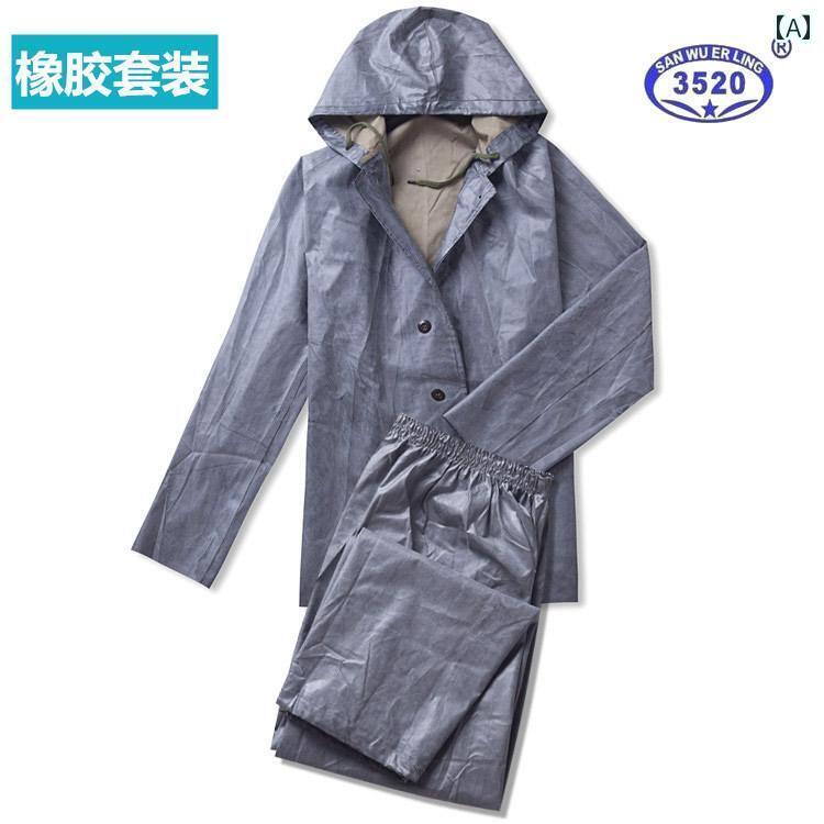 かっぱ 男性用 昔ながらの キャンバス スーツ 全身 防水 防風 耐 裂性 厚手 サイクリング ハイキング 建設 現場の 長い ゴム製 レインコート