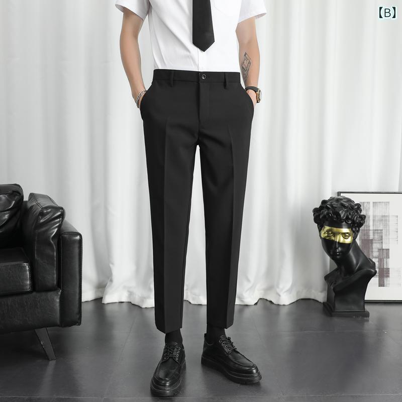 リクルート ビジネス メンズ 男性用 ビジネス カジュアル スーツ 半袖の 白い シャツ 9 ポイントの 黒い ズボン スリムフィットの 作業着 大きいサイズ フォーマルスーツ