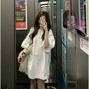 かわいい シャツワンピース レディース 2025年 甘くて 年齢を 感じさせにくい 花の つぼみ スリーブの ミドル スリーブ シャツ ドレス。お 肉を カバー し 夏に ぴったりの スキニー ベビー ドレス。|詳細画像