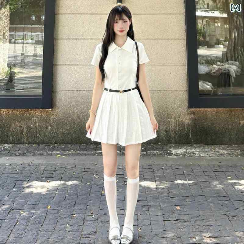 かわいい シャツワンピース レディース 夏の 美しくて 美しい カレッジ スカート 2025 小さい 白い ドレス シャツ 女性