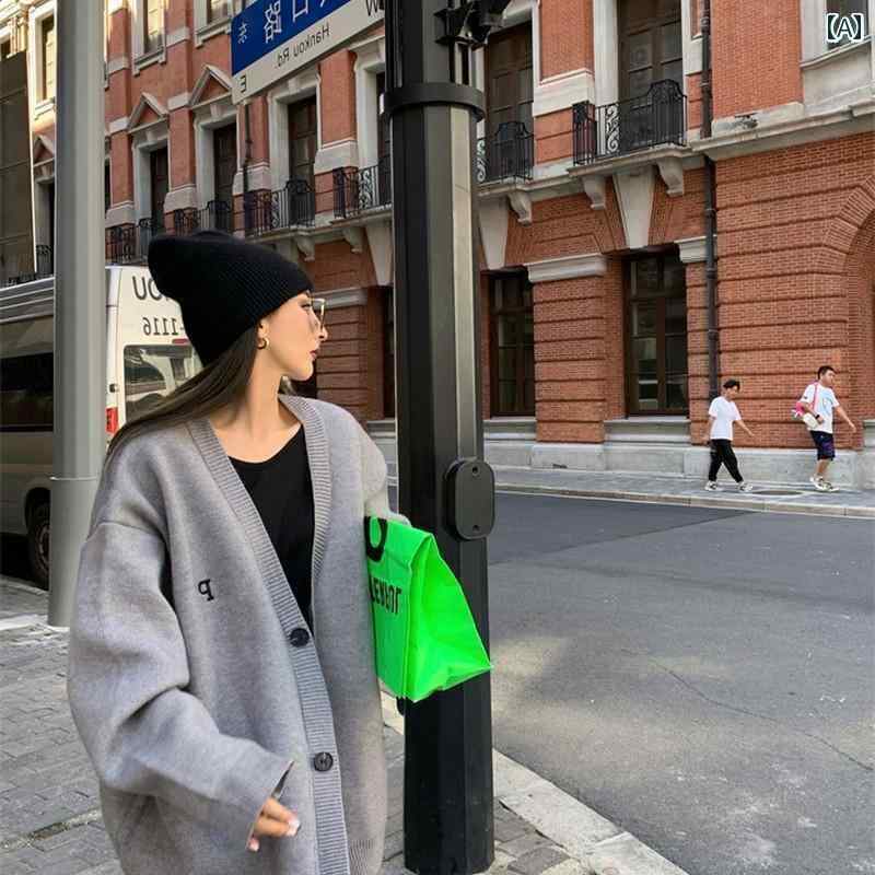 ロングカーディガン 冷え性 UV 2024年 初秋 コート トップス 春 ニット セーター レディース ゆったり ミドル 丈 ブラック カーディガン アウターウェア