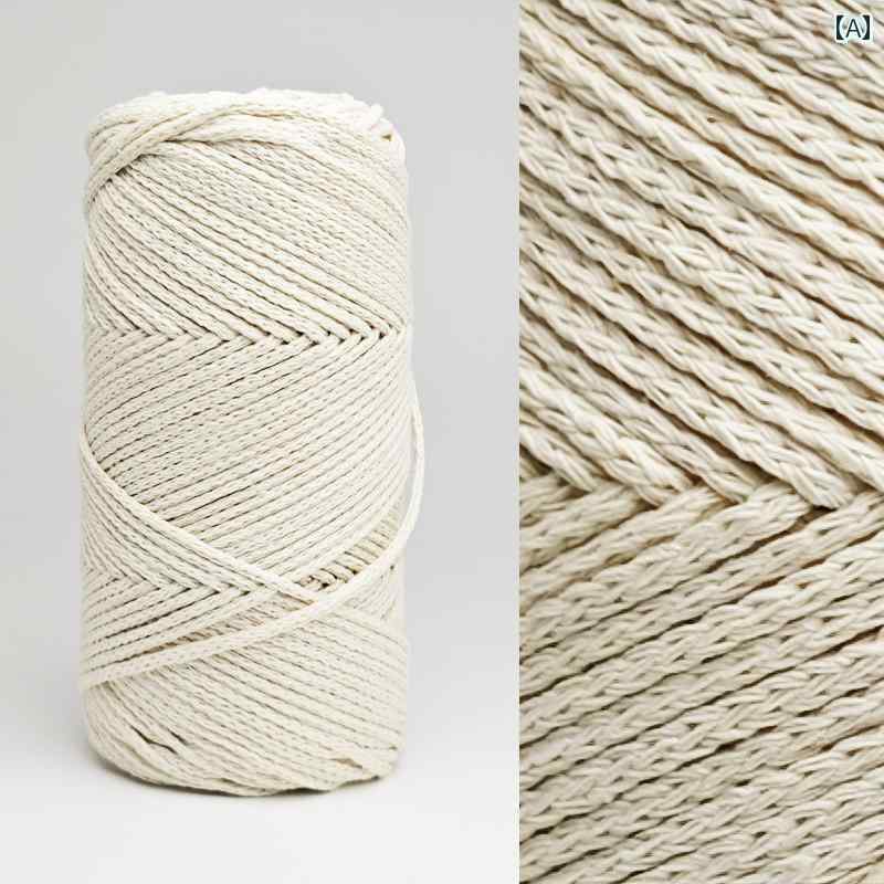 毛糸 家庭用 シンプル ライン 3＃ コットン 3 mm ラウンド ストランド ラージボール 200グラム 手編み バッグ DIY ウール 素材 パッケージ