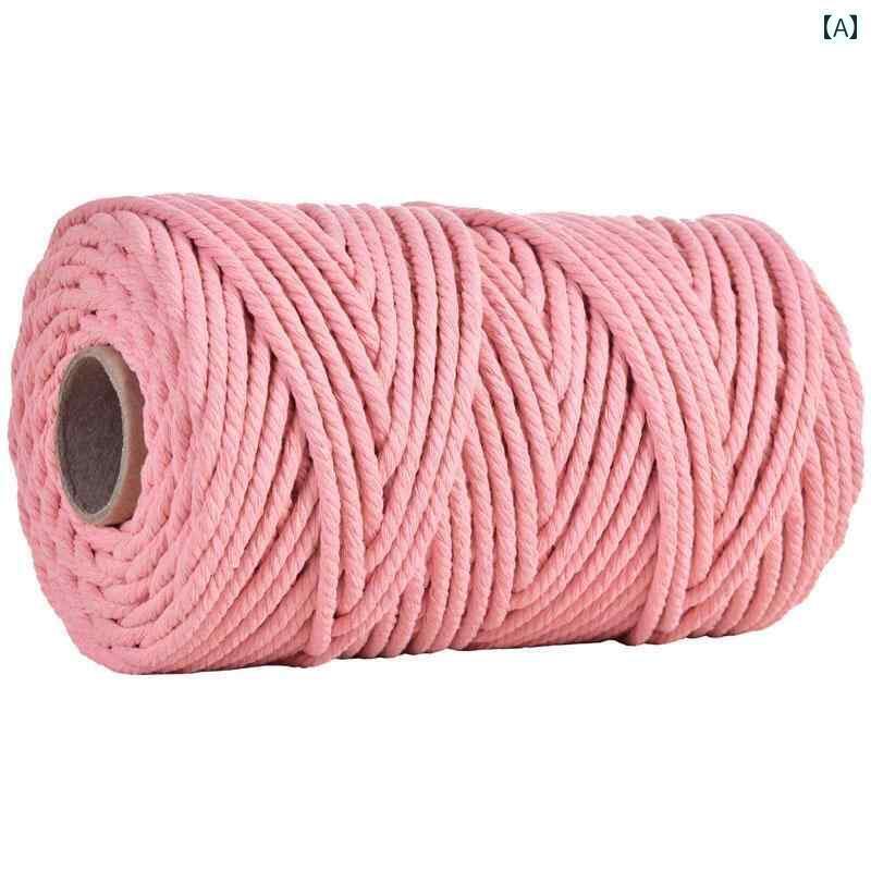 毛糸 家庭用 5 mm 100 m 色付き コットンロープ DIY 手編み 厚手 薄手 装飾用 織り タペストリー ロープ 結束