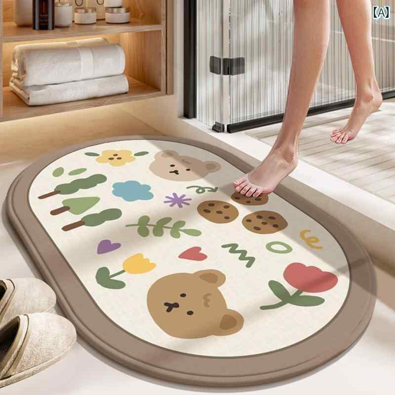 バスマット 浴室用 吸水性 滑り止め バス ルーム フロア マット 珪 藻 土 トイレ 家庭用 カー ペット ..