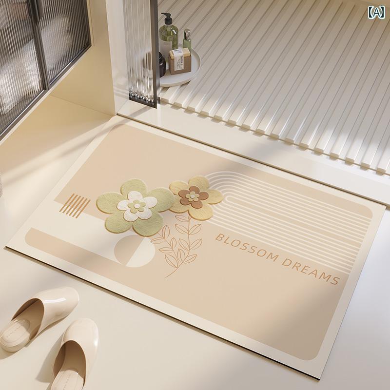 バスマット 浴室用 浴室用 フロア マット 珪 藻 土 泥 吸収 レザー クッション トイレ ドア 滑り止め ..