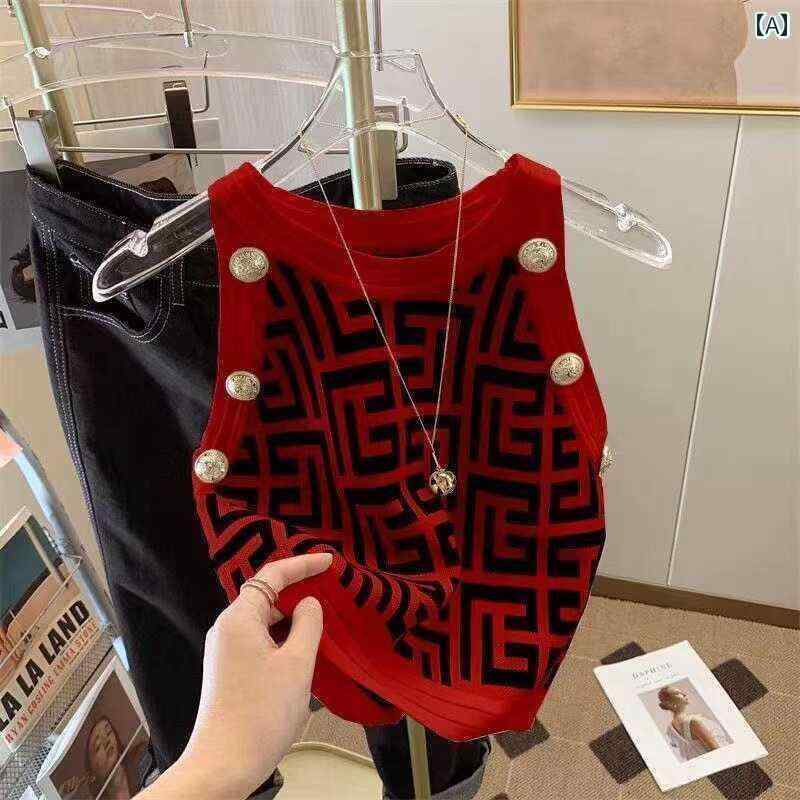 サマーニット レディース レディース ラビリンス チェック 柄 キャミソールニット ベスト 甘くて スタ..