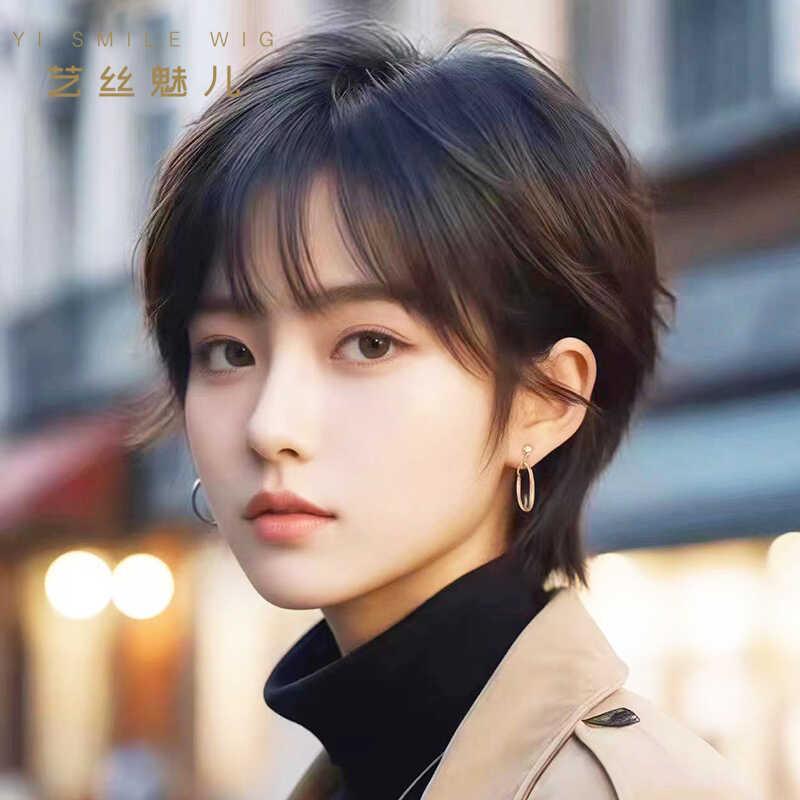 女性用 かつら 女性用 ウィッグ ショート ナチュラル 薄型 耳 かけ ヘア リアル フル 光る ヘッド 化学 療法 セット