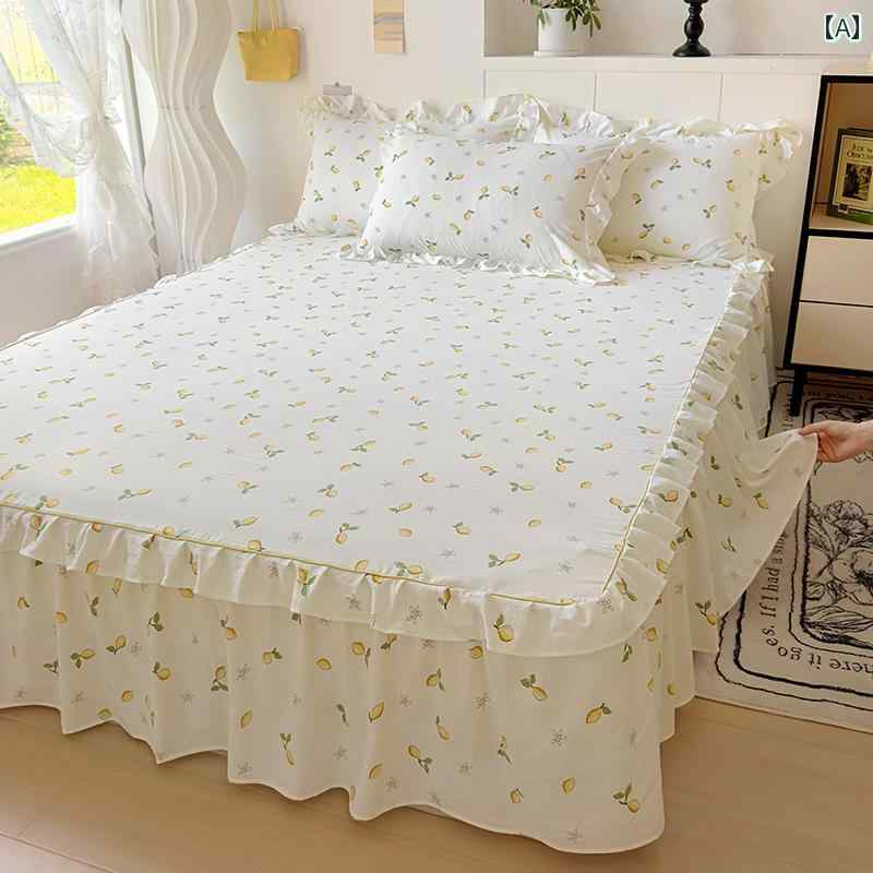 インテリア ベッド スカート 韓国 プリンセス 滑り止め ベッド スカート シングル ピース ダブルレイヤ..