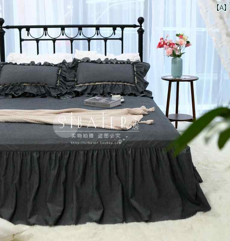 インテリア ベッド スカート と アメリカ クリス シンプル 無地 ウォッシュ コットン 綿 スカート スタ..