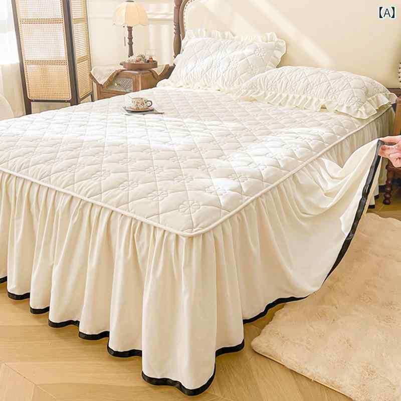 インテリア ベッド スカート 小豆 綿の エッジ ベッド スカート 2025 プリンセス ベッドスプレッド 厚..