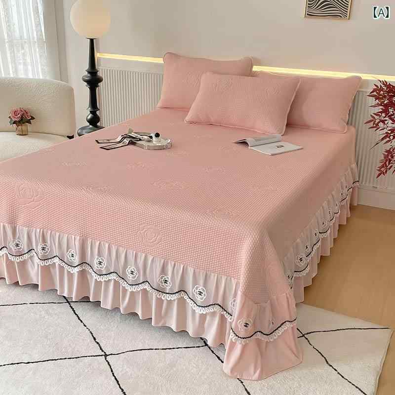 ベッド スカート シーツ A型 夏用 クール ベッド スカート 3点 セット レース 付き 韓国 冷感 フィット..